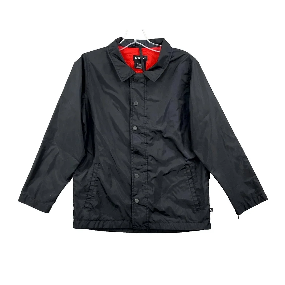 Burton Coach Jacket Mens Medium Black Graphic Sportswear Performance Athleisure